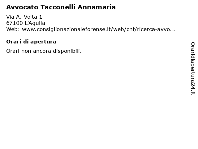 Avvocato Tacconelli Annamaria a L'Aquila: indirizzo e orari di apertura