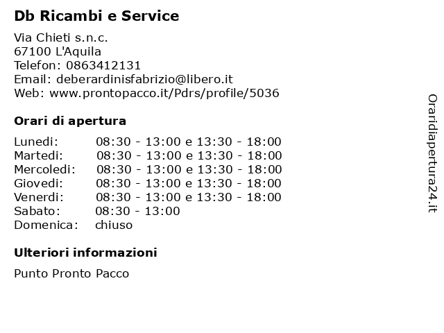 Db Ricambi e Service a L'Aquila: indirizzo e orari di apertura