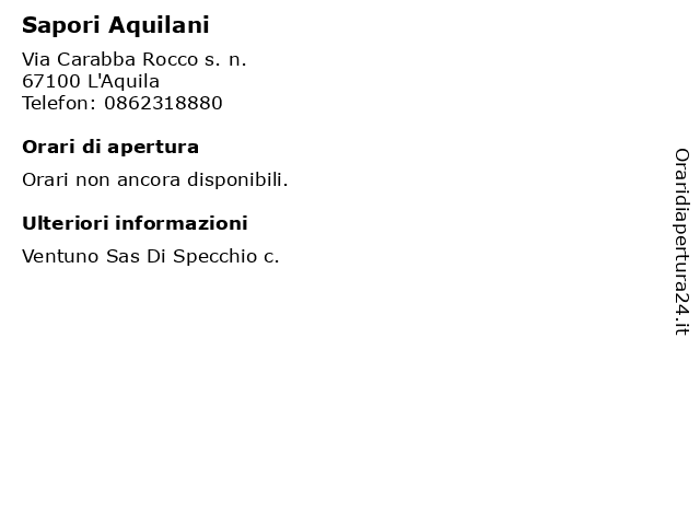 Sapori Aquilani a L'Aquila: indirizzo e orari di apertura