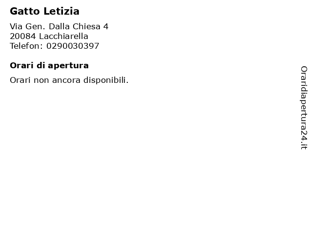 Gatto Letizia a Lacchiarella: indirizzo e orari di apertura