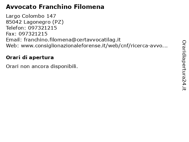 Avvocato Franchino Filomena a Lagonegro (PZ): indirizzo e orari di apertura