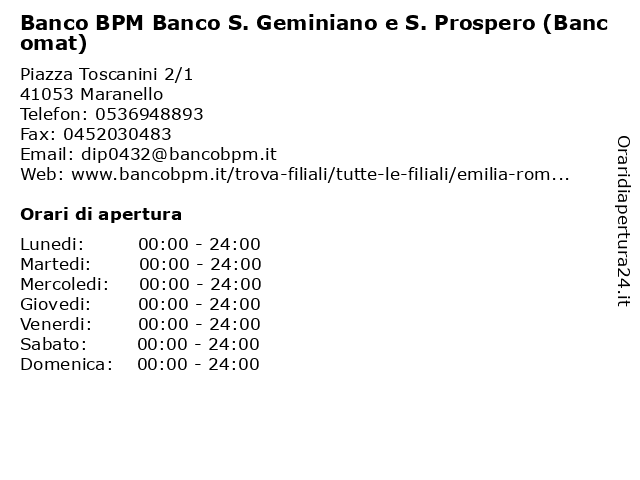 Banco S. Geminiano e S. Prospero a Lama Mocogno: indirizzo e orari di apertura