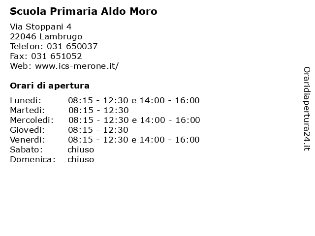 Scuola Primaria Aldo Moro a Lambrugo: indirizzo e orari di apertura