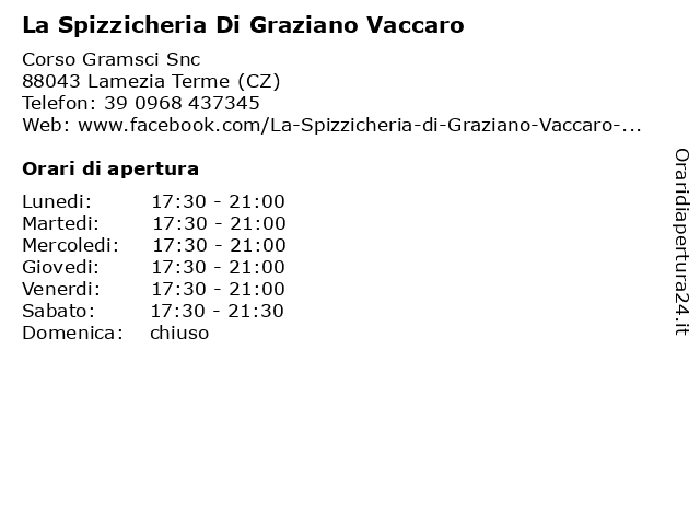 La Spizzicheria Di Graziano Vaccaro a Lamezia Terme (CZ): indirizzo e orari di apertura