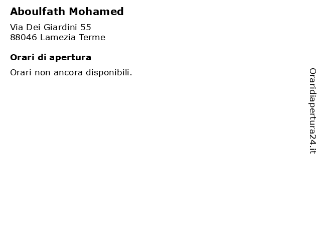 Aboulfath Mohamed a Lamezia Terme: indirizzo e orari di apertura