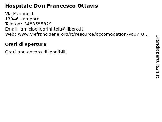 Hospitale Don Francesco Ottavis a Lamporo: indirizzo e orari di apertura