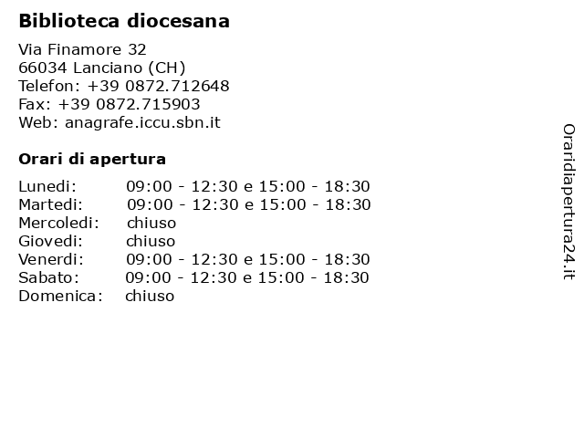 Biblioteca diocesana a Lanciano (CH): indirizzo e orari di apertura