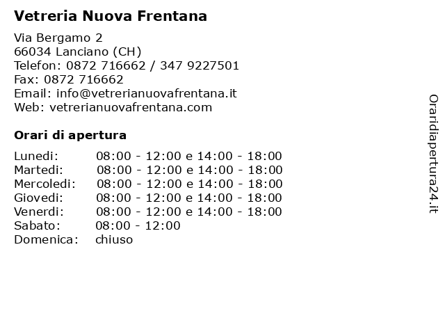 Vetreria Nuova Frentana a Lanciano (CH): indirizzo e orari di apertura