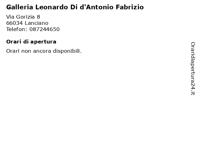 Galleria Leonardo Di d'Antonio Fabrizio a Lanciano: indirizzo e orari di apertura