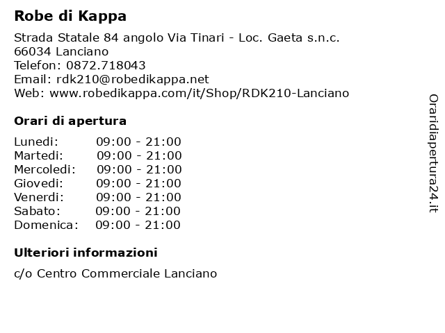 Robe di Kappa a Lanciano: indirizzo e orari di apertura