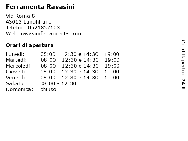 ᐅ Orari Ferramenta Ravasini Via Roma 8 Langhirano