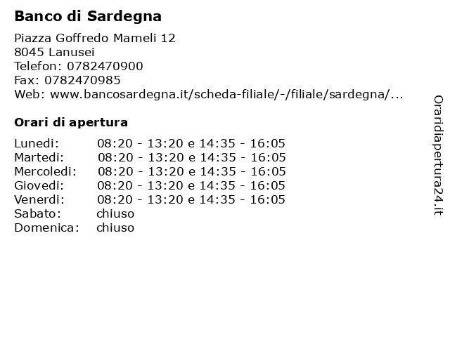Banco di Sardegna a Lanusei: indirizzo e orari di apertura