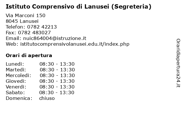 Istituto Comprensivo di Lanusei (Segreteria) a Lanusei: indirizzo e orari di apertura