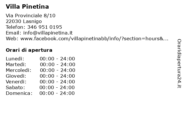 Villa Pinetina a Lasnigo: indirizzo e orari di apertura