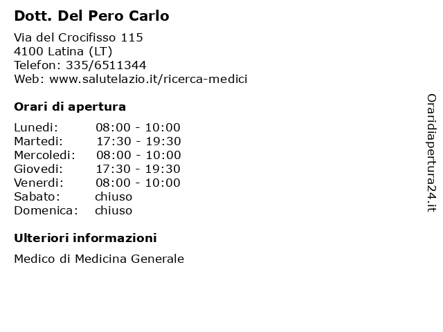 Dott. Del Pero Carlo a Latina (LT): indirizzo e orari di apertura