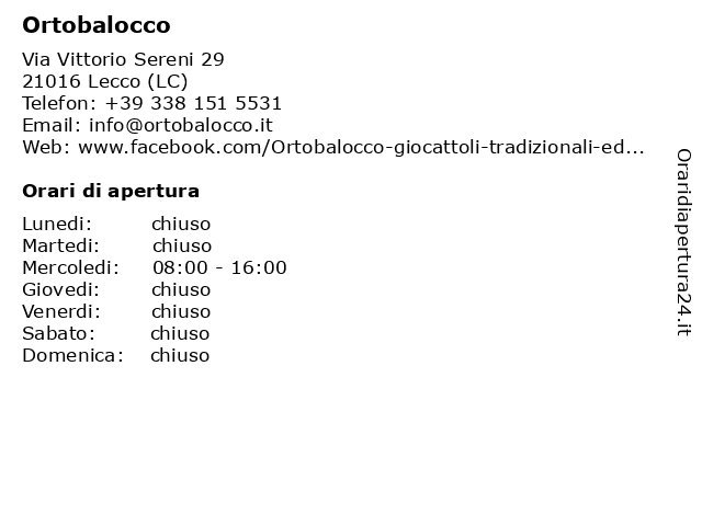 Ortobalocco a Lecco (LC): indirizzo e orari di apertura