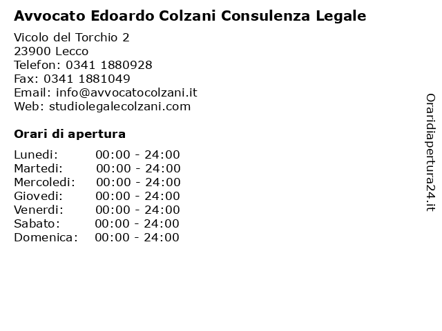 Avvocato Edoardo Colzani Consulenza Legale a Lecco: indirizzo e orari di apertura