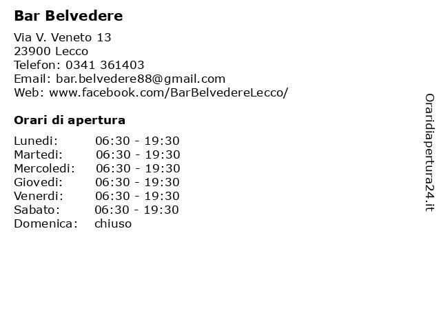 Bar Belvedere a Lecco: indirizzo e orari di apertura
