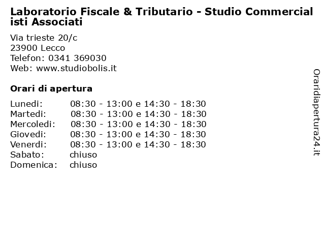 Laboratorio Fiscale & Tributario - Studio Commercialisti Associati a Lecco: indirizzo e orari di apertura