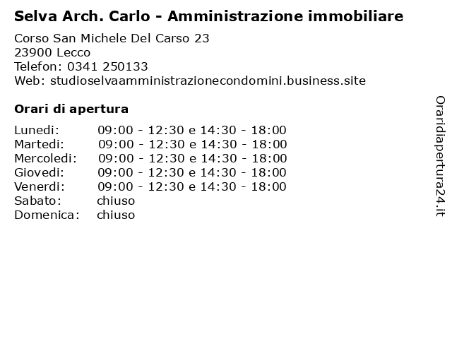 Selva Arch. Carlo - Amministrazione immobiliare a Lecco: indirizzo e orari di apertura