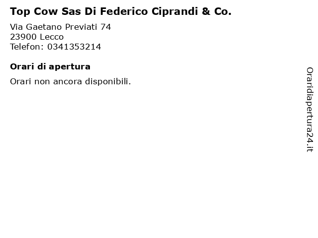 Top Cow Sas Di Federico Ciprandi & Co. a Lecco: indirizzo e orari di apertura