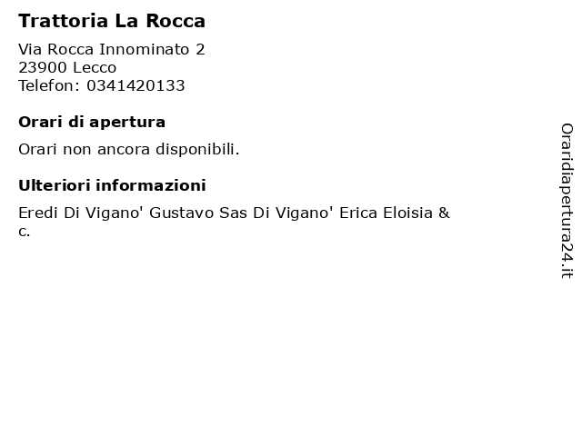 Trattoria La Rocca a Lecco: indirizzo e orari di apertura