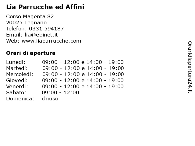 ᐅ Orari Lia Parrucche ed Affini | Corso magenta 82, 20025 Legnano