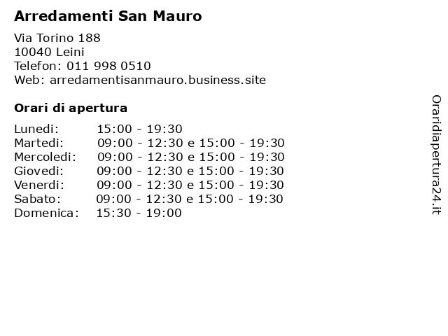 ᐅ Orari Arredamenti San Mauro Via Torino 1 Leini