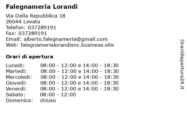 Falegnameria Lorandi a Levata: indirizzo e orari di apertura