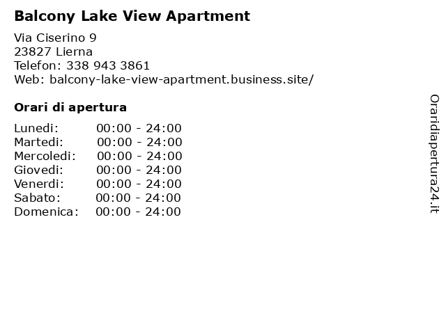 Balcony Lake View Apartment a Lierna: indirizzo e orari di apertura