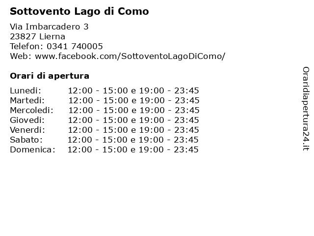 Sottovento Lago di Como a Lierna: indirizzo e orari di apertura