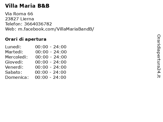 Villa Maria B&B a Lierna: indirizzo e orari di apertura