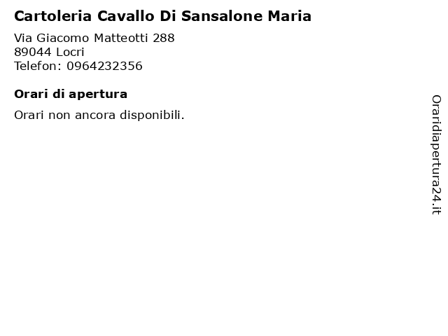 Cartoleria Cavallo Di Sansalone Maria a Locri: indirizzo e orari di apertura