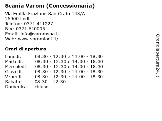 Scania Varom (Concessionaria) a Lodi: indirizzo e orari di apertura