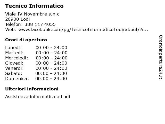 Tecnico Informatico a Lodi: indirizzo e orari di apertura