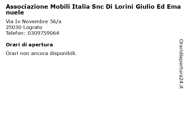 Associazione Mobili Italia Snc Di Lorini Giulio Ed Emanuele a Lograto: indirizzo e orari di apertura