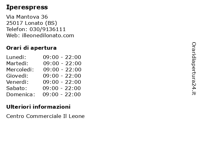 Iperespress a Lonato (BS): indirizzo e orari di apertura