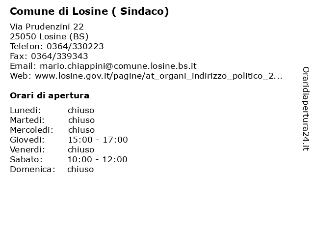 Comune di Losine ( Sindaco) a Losine (BS): indirizzo e orari di apertura