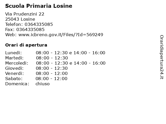 Scuola Primaria Losine a Losine: indirizzo e orari di apertura