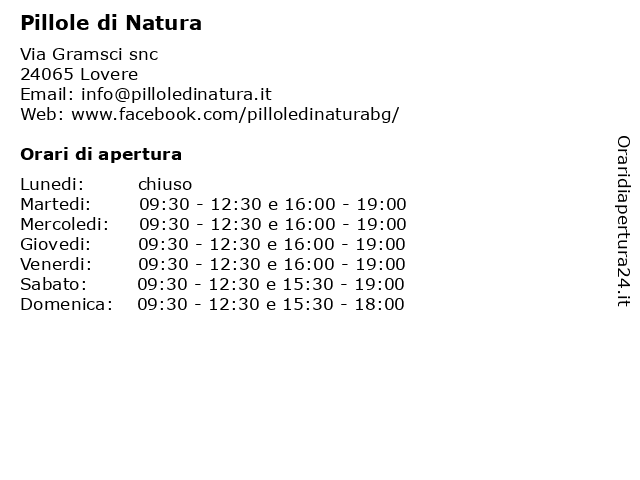 Pillole di Natura a Lovere: indirizzo e orari di apertura