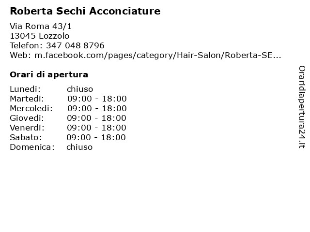 ᐅ Orari di apertura „Roberta Sechi Acconciature“ | Via Roma