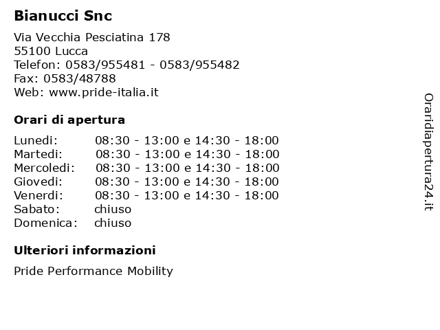 Bianucci Snc a Lucca: indirizzo e orari di apertura