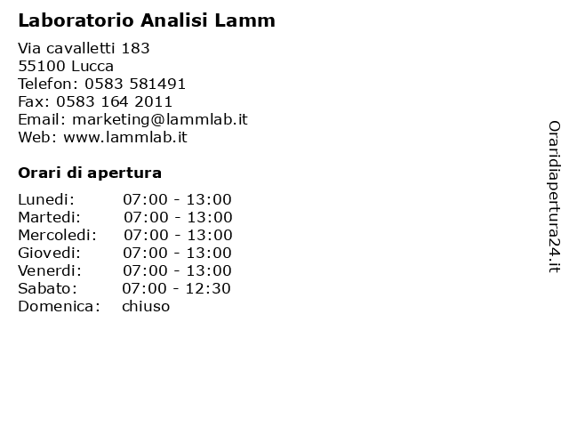 Laboratorio Analisi Lamm a Lucca: indirizzo e orari di apertura