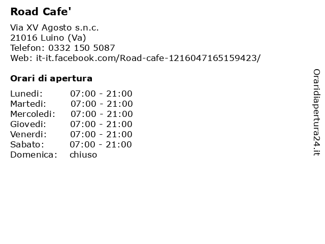 Road Cafe' a Luino (Va): indirizzo e orari di apertura