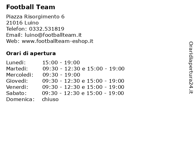 Football Team a Luino: indirizzo e orari di apertura