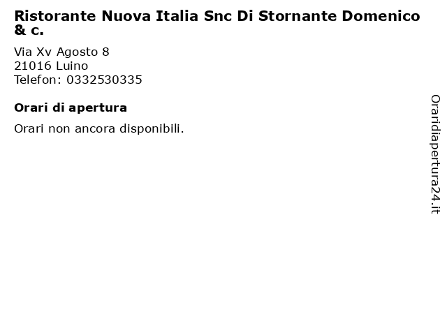 Ristorante Nuova Italia Snc Di Stornante Domenico & c. a Luino: indirizzo e orari di apertura