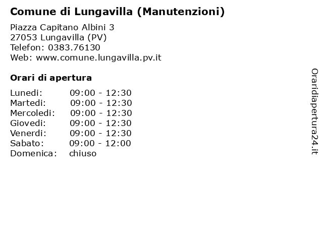 Comune di Lungavilla (Manutenzioni) a Lungavilla (PV): indirizzo e orari di apertura