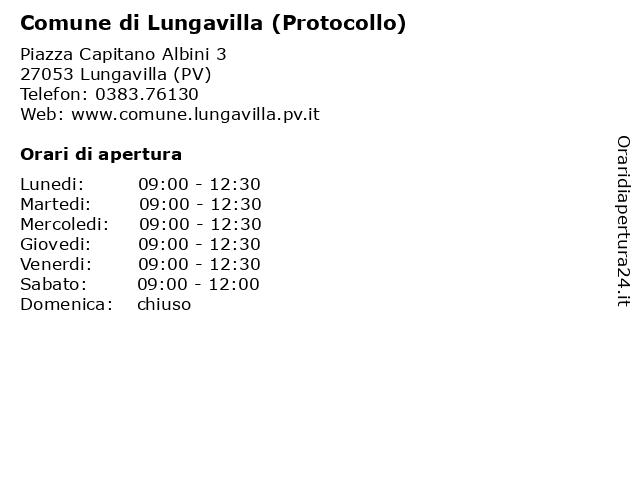 Comune di Lungavilla (Protocollo) a Lungavilla (PV): indirizzo e orari di apertura