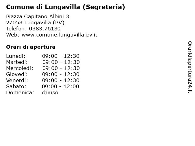 Comune di Lungavilla (Segreteria) a Lungavilla (PV): indirizzo e orari di apertura