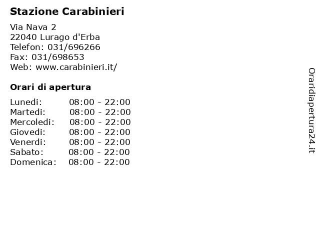 Stazione Carabinieri a Lurago d'Erba: indirizzo e orari di apertura